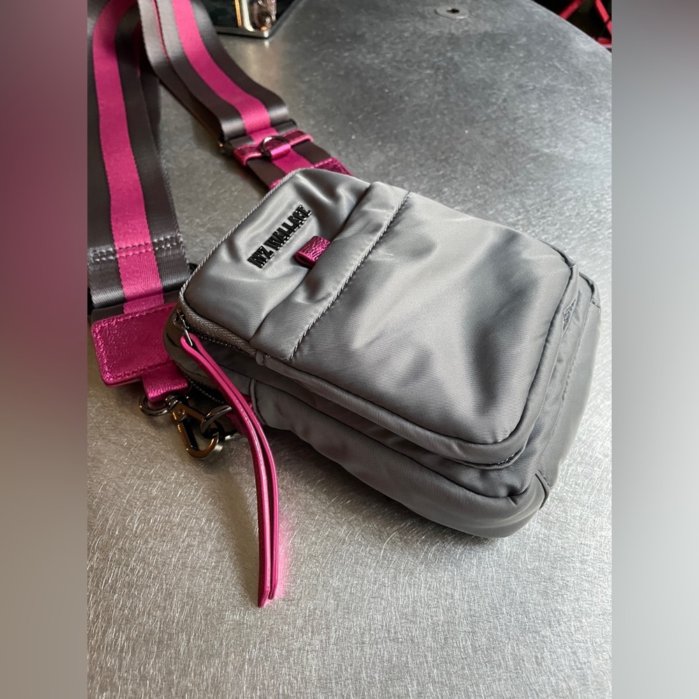 MZW Bowery Crossbody Mini in Ash! Grey & Pink, adjustable removable strap,NWOT. - Picture 6 of 14